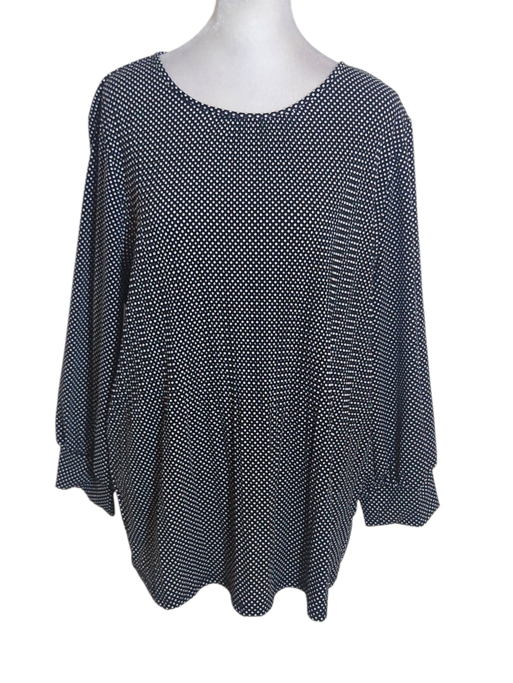 Adrianna Papell Black and White Polka Dot Blouse Size Large